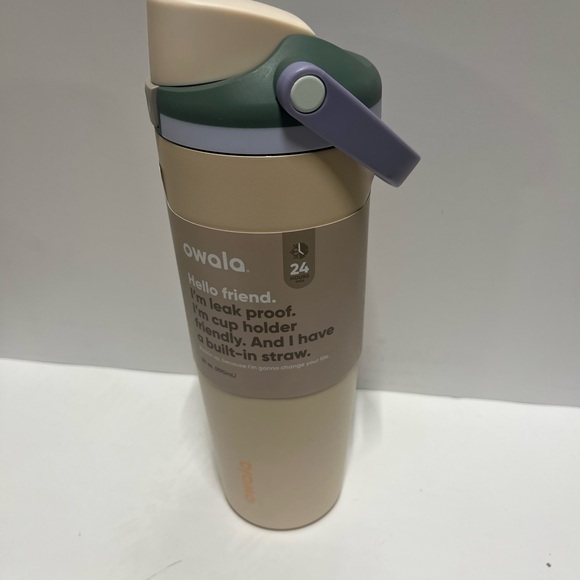 New! Owala Beige insulated Water Bottle with Built-in Straw - Picture 3 of 4